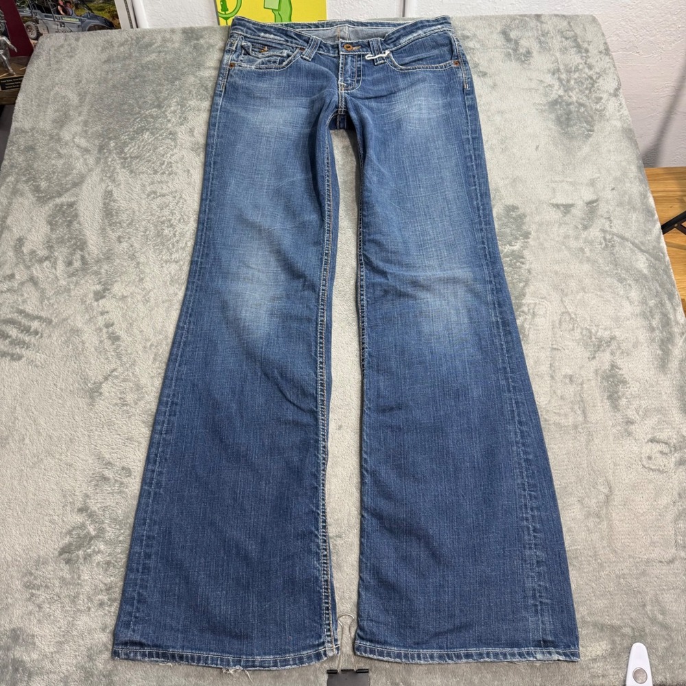 VTG Y2K Big Star Casey Low Rise Flap Pockets Flare Jeans Blue Denim 28R